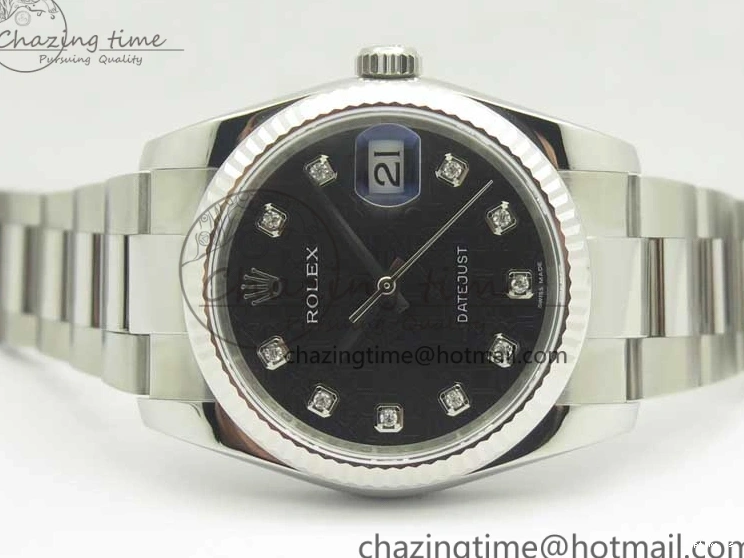 0104 Breathable DateJust 36 SS 116200 Fluted Bezel DJF Best Edition Black Com Diam Dial on SS 904L Oyster Bracelet A 3367